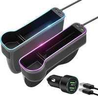 Organiseur de siège de voiture LED 7 couleurs avec chargeur rapide USB