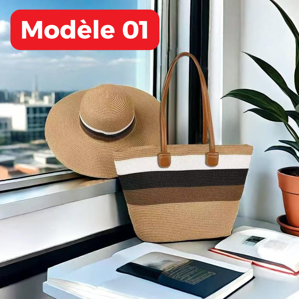 PROMO: Ensemble Sac et Chapeau en paille