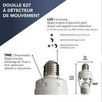 Douille de lampe E27 avec détecteur de mouvement